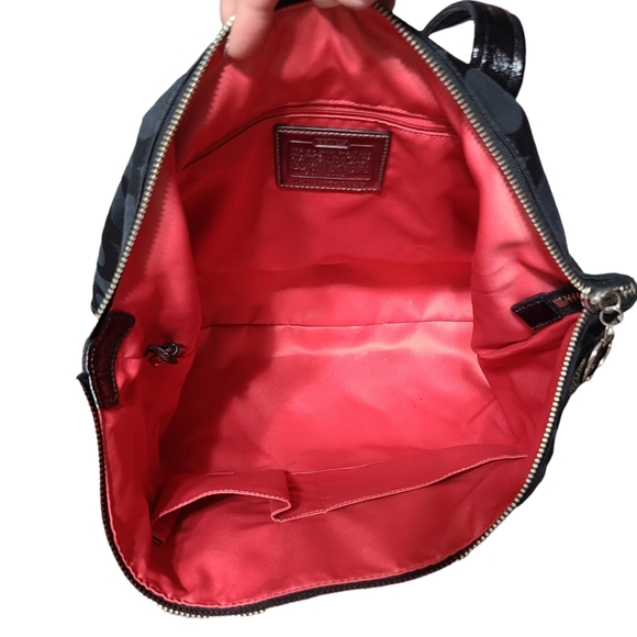 Coach Poppy Op Art Glam Tote Bag Black Signature Scarf - Picture 8 of 12